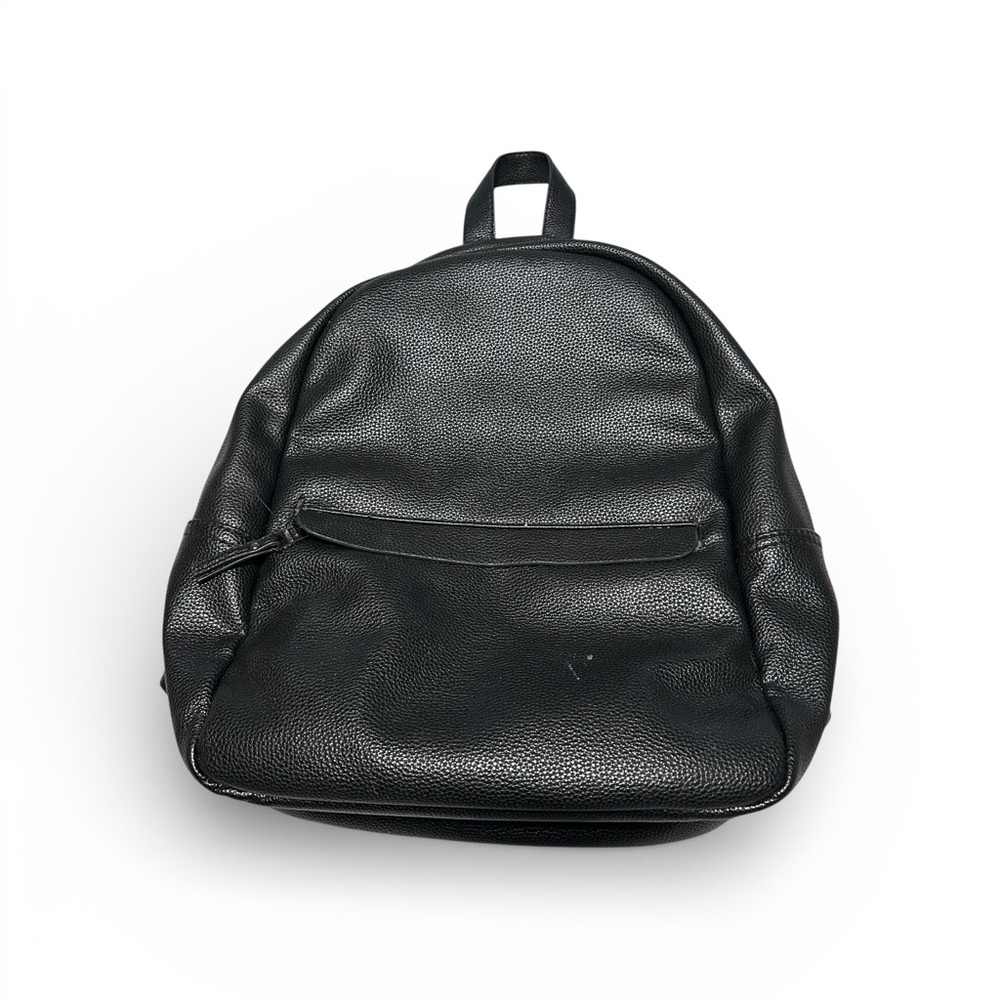 Steve Madden Black Leather Backpack Blue Plaid Lining